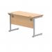 Astin Rectangular Single Upright Cantilever Desk 1200x600x730mm Norwegian Beech/Silver KF824244 KF824244