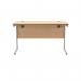 Astin Rectangular Single Upright Cantilever Desk 1200x600x730mm Norwegian Beech/Silver KF824244 KF824244