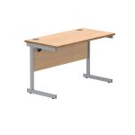 Astin Rectangular Single Upright Cantilever Desk 1200x600x730mm Norwegian Beech/Silver KF824244 KF824244
