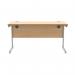 Astin Rectangular Single Upright Cantilever Desk 1400x600x730mm Norwegian Beech/Silver KF824251 KF824251