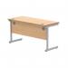Astin Rectangular Single Upright Cantilever Desk 1400x600x730mm Norwegian BeechSilver KF824251 KF824251
