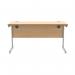 Astin Rectangular Single Upright Cantilever Desk 1400x600x730mm Norwegian BeechSilver KF824251 KF824251
