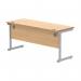 Astin Rectangular Single Upright Cantilever Desk 1600x600x730mm Norwegian Beech/Silver KF824268 KF824268