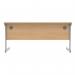 Astin Rectangular Single Upright Cantilever Desk 1600x600x730mm Norwegian Beech/Silver KF824268 KF824268