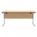 Astin Rectangular Single Upright Cantilever Desk 1600x600x730mm Norwegian Beech/Silver KF824268 KF824268