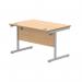 Astin Rectangular Single Upright Cantilever Desk 1200x800x730mm Norwegian Beech/Silver KF824275 KF824275