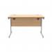 Astin Rectangular Single Upright Cantilever Desk 1200x800x730mm Norwegian Beech/Silver KF824275 KF824275