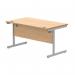 Astin Rectangular Single Upright Cantilever Desk 1400x800x730mm Norwegian Beech/Silver KF824282 KF824282