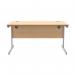 Astin Rectangular Single Upright Cantilever Desk 1400x800x730mm Norwegian Beech/Silver KF824282 KF824282