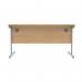 Astin Rectangular Single Upright Cantilever Desk 1400x800x730mm Norwegian BeechSilver KF824282 KF824282