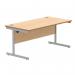 Astin Rectangular Single Upright Cantilever Desk 1600x800x730mm Norwegian Beech/Silver KF824299 KF824299