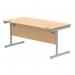 Astin Rectangular Single Upright Cantilever Desk 1600x800x730mm Norwegian Beech/Silver KF824299 KF824299