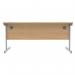 Astin Rectangular Single Upright Cantilever Desk 1600x800x730mm Norwegian Beech/Silver KF824299 KF824299