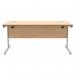 Astin Rectangular Single Upright Cantilever Desk 1600x800x730mm Norwegian Beech/Silver KF824299 KF824299