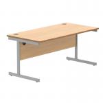 Astin Rectangular Single Upright Cantilever Desk 1600x800x730mm Norwegian BeechSilver KF824299 KF824299