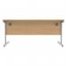 Astin Rectangular Single Upright Cantilever Desk 1600x800x730mm Norwegian BeechSilver KF824299 KF824299