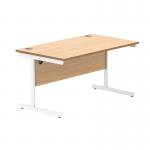 Astin Rectangular Single Upright Cantilever Desk 1400x800x730 Norwegian BeechArctic White KF824343 KF824343
