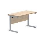 Astin Rectangular Single Upright Cantilever Desk 1200x600x730mm Canadian Oak/Silver KF824367 KF824367