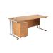 First Rectangular Desk and Pedestal Bundle 1600mm and 2 Drawer Under Desk Pedestal Oak KF838156