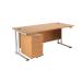 First Rectangular Desk and Pedestal Bundle 1600mm and 3 Drawer Under Desk Pedestal Beech KF838158