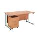 First Rectangular Desk and Pedestal Bundle 1600mm and 3 Drawer Under Desk Pedestal Oak KF838159