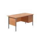 Serrion Rectangular 2 Drawer Pedestal 4 Leg Desk 1500x750x730mm Beech KF838375 KF838375
