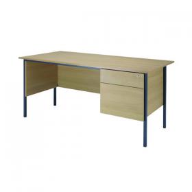 Serrion Rectangular 2 Drawer Pedestal 4 Leg Desk 1500x750x730mm Oak KF838376 KF838376