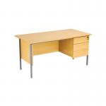 Serrion Rectangular 3 Drawer Pedestal 4 Leg Desk 1500x750x730mm Oak KF838378 KF838378