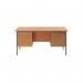 Serrion Double Pedestal 4 Leg Desk 1500x750x730mm Bavarian BeechBlack KF838379 KF838379