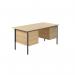 Serrion Double Pedestal 4 Leg Desk 1500x750x730mm Ferrera Oak/Black KF838380 KF838380