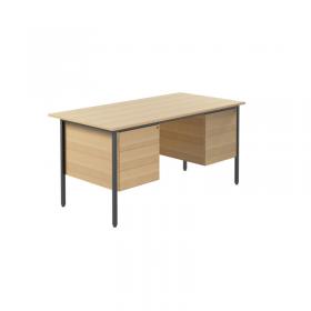 5 Star Modara Desk 23 Drw Fixed Pedestal 1500x730mm Oak KF838380 KF838380
