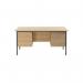 Serrion Double Pedestal 4 Leg Desk 1500x750x730mm Ferrera OakBlack KF838380 KF838380