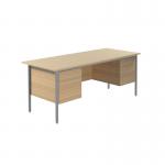 Serrion Double Pedestal 4 Leg Desk 1800x750x730mm Ferrera Oak/Black KF838777 KF838777