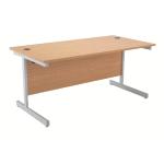 Jemini Oak/Silver 1400mm Rectangular Cantilever Desk KF838783 KF838783