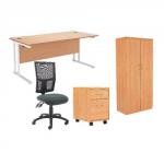 Arista 1200mm Rectangular Desk Beech Bundle Deal KF838855