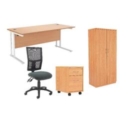 Cheap Stationery Supply of Arista 1200mm Rectangular Desk Beech Bundle Deal KF838855 Office Statationery