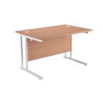 First Rectangular Cantilever Desk 1200mm Oak with White Leg KF838898 KF838898