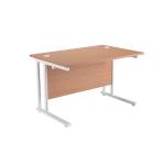 First Rectangular Cantilever Desk 1400mm Oak with White Leg KF838901 KF838901