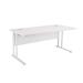 First Rectangular Cantilever Desk 1400mm White with White Leg KF838902