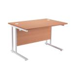 First Rectangular Cantilever Desk 1600mm Beech with White Leg KF838903 KF838903