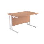First Rectangular Cantilever Desk 1600mm Oak with White Leg KF838904 KF838904