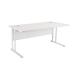 First Rectangular Cantilever Desk 1600mm White with White Leg KF838905
