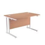 First Rectangular Cantilever Desk 1800mm Oak with White Leg KF838907 KF838907
