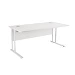 First Rectangular Cantilever Desk 1800mm White with White Leg KF838908 KF838908