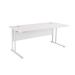 First Rectangular Cantilever Desk 1800mm White with White Leg KF838908