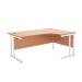 First Radial Right Hand Cantilever Desk 1600mm Beech with White Leg KF838910