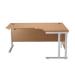 First Radial Right Hand Cantilever Desk 1600mm Oak with White Leg KF838912
