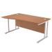 First Wave Left Hand Cantilever Desk 1600mm Oak with White Leg KF838923