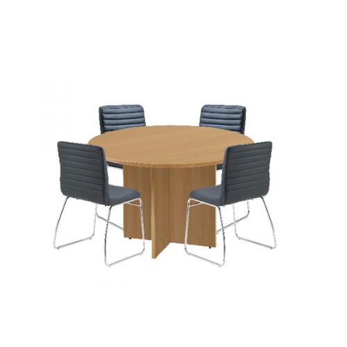 First Oak 1200mm Diameter Round Meeting, Round Conference Table And Chairs