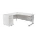 First Radial Desk and Pedestal Bundle 1600x1200 Radial and 3 Drawer 600d Desk High Pedestal White